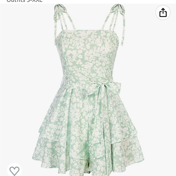 NWT light green floral romper with spaghetti straps. - Picture 2 of 4